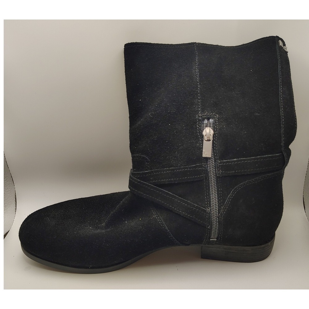 Koolaburra by UGG Womens Black Suede Mid Calf Side Zip Buckle Boots